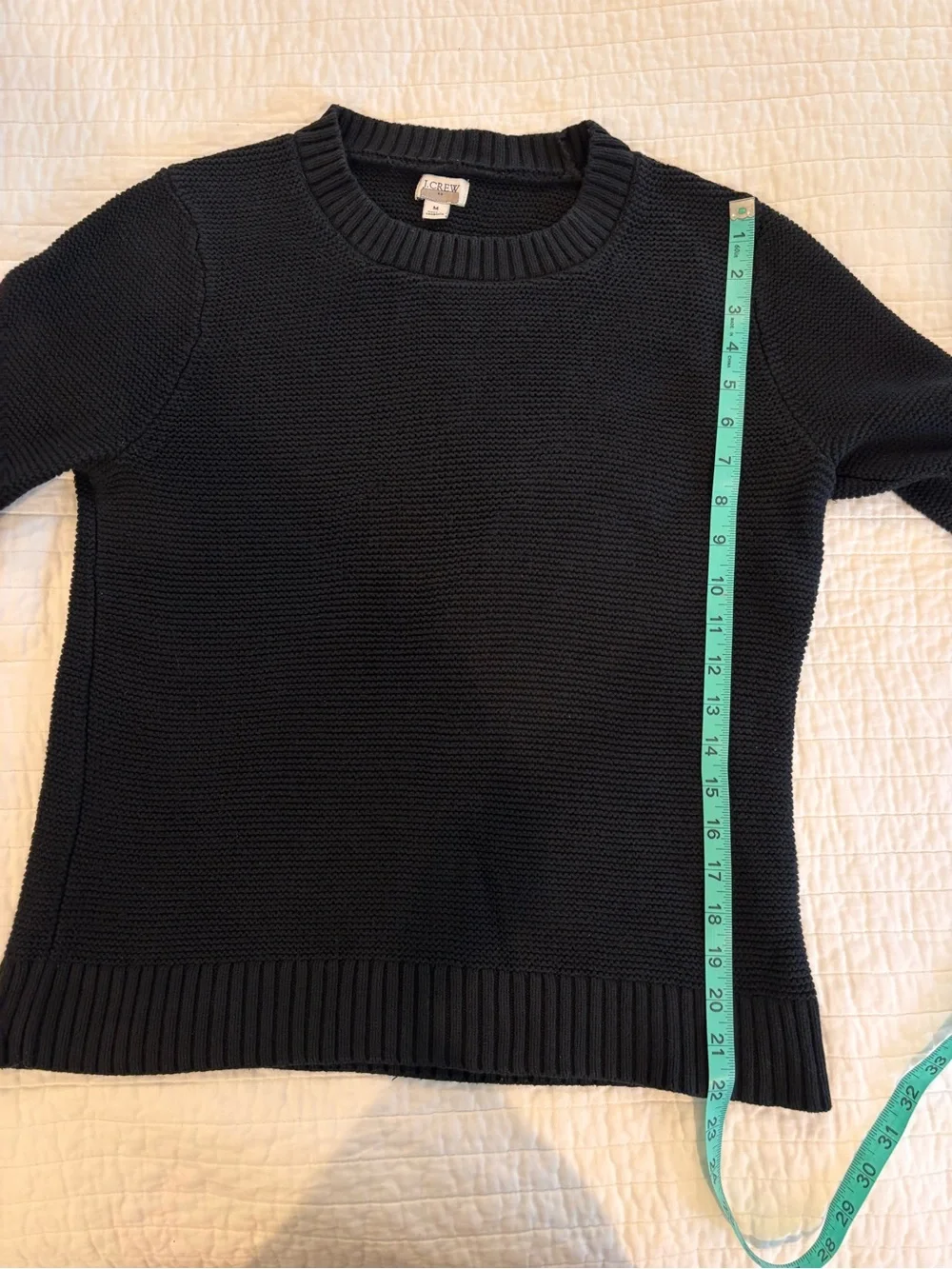 J. Crew Black Basket-Stitch Knit Crewneck Sweater